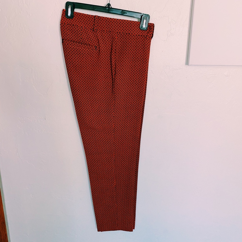 Ann Taylor Red and Navy patterned Trouser Pants